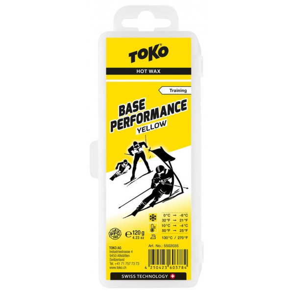 TOKO Base Performance Hot Wax yellow, 120g parafīns slēpēm TOKO Base Performance Hot Wax yellow, 120g parafīns slēpēm